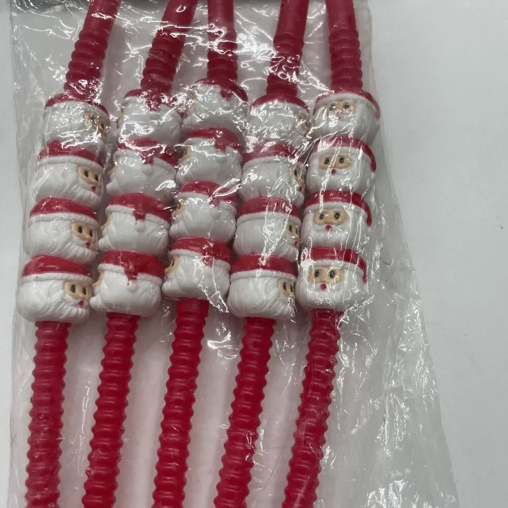 Vintage Frosty Fun Straws Christmas Straws Sealed Santa Snowman 2 Packs 10 NOS